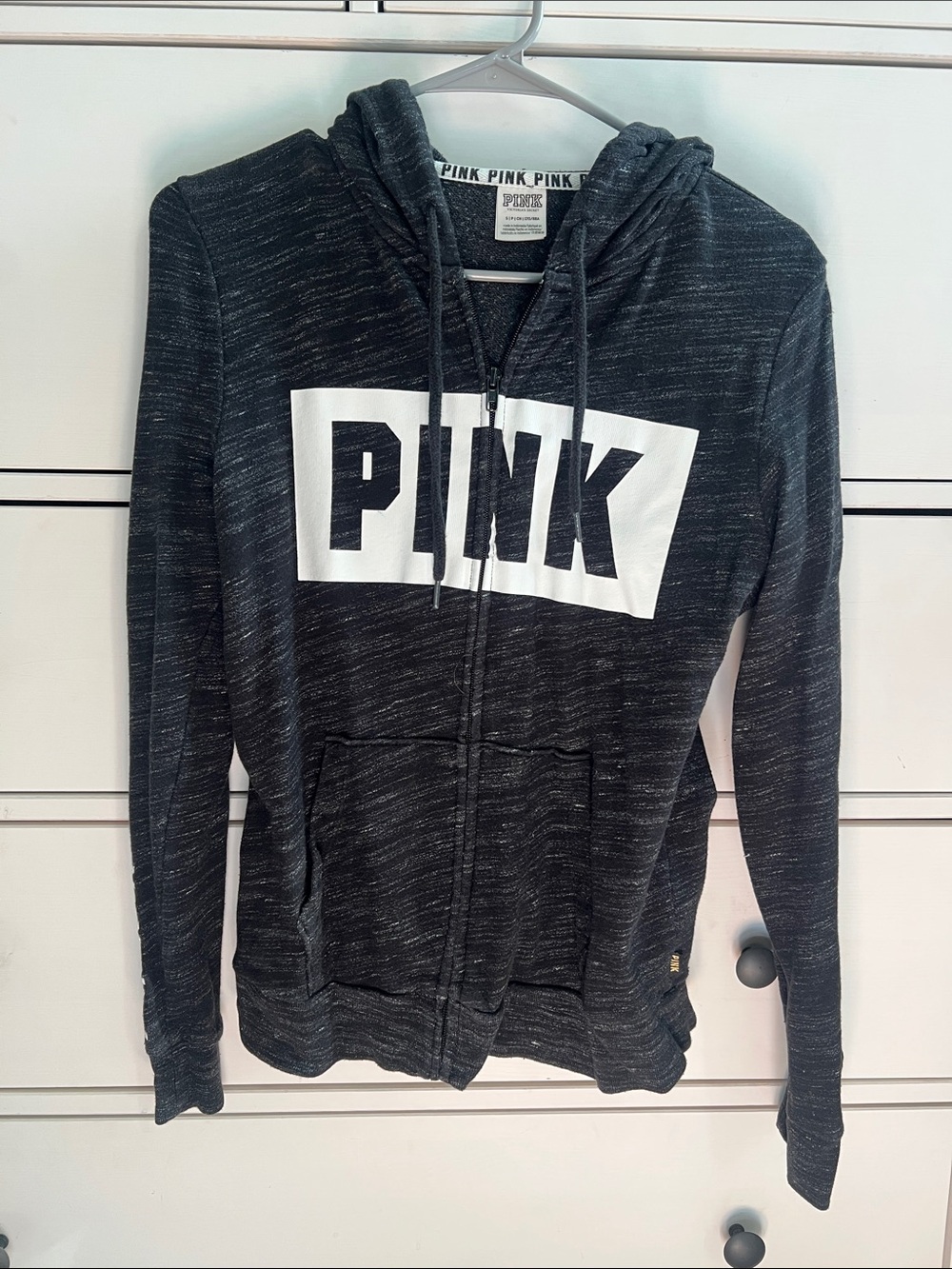 PINK Victoria's Secret Black Heather Full-Zip Hoodie